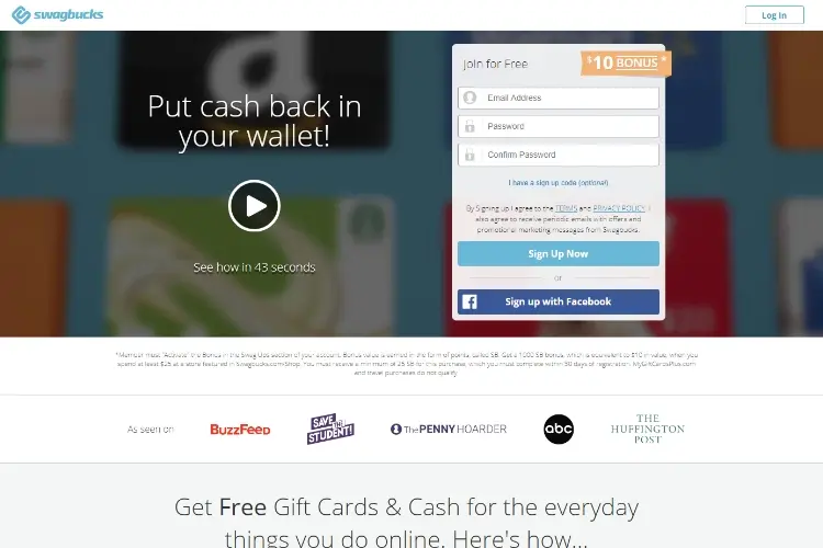 EarnGiftcards on         Swagbucks 