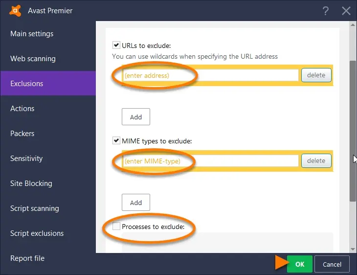 GlobalExclusion For Web Pages and URLs; Prevention of Scanning And SubsequentBlocking